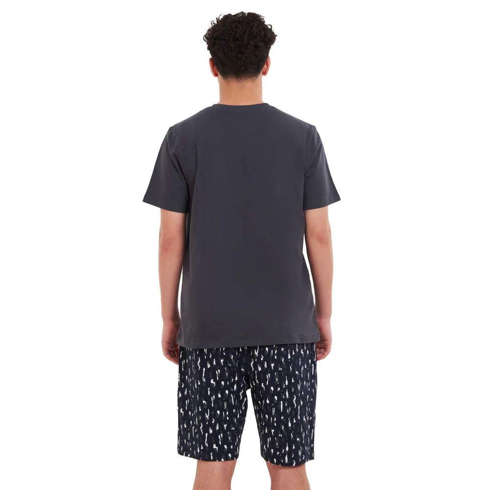Men summer pajama set Dark Grey T-shirt + Dark Blue Camouflage short - Image 4
