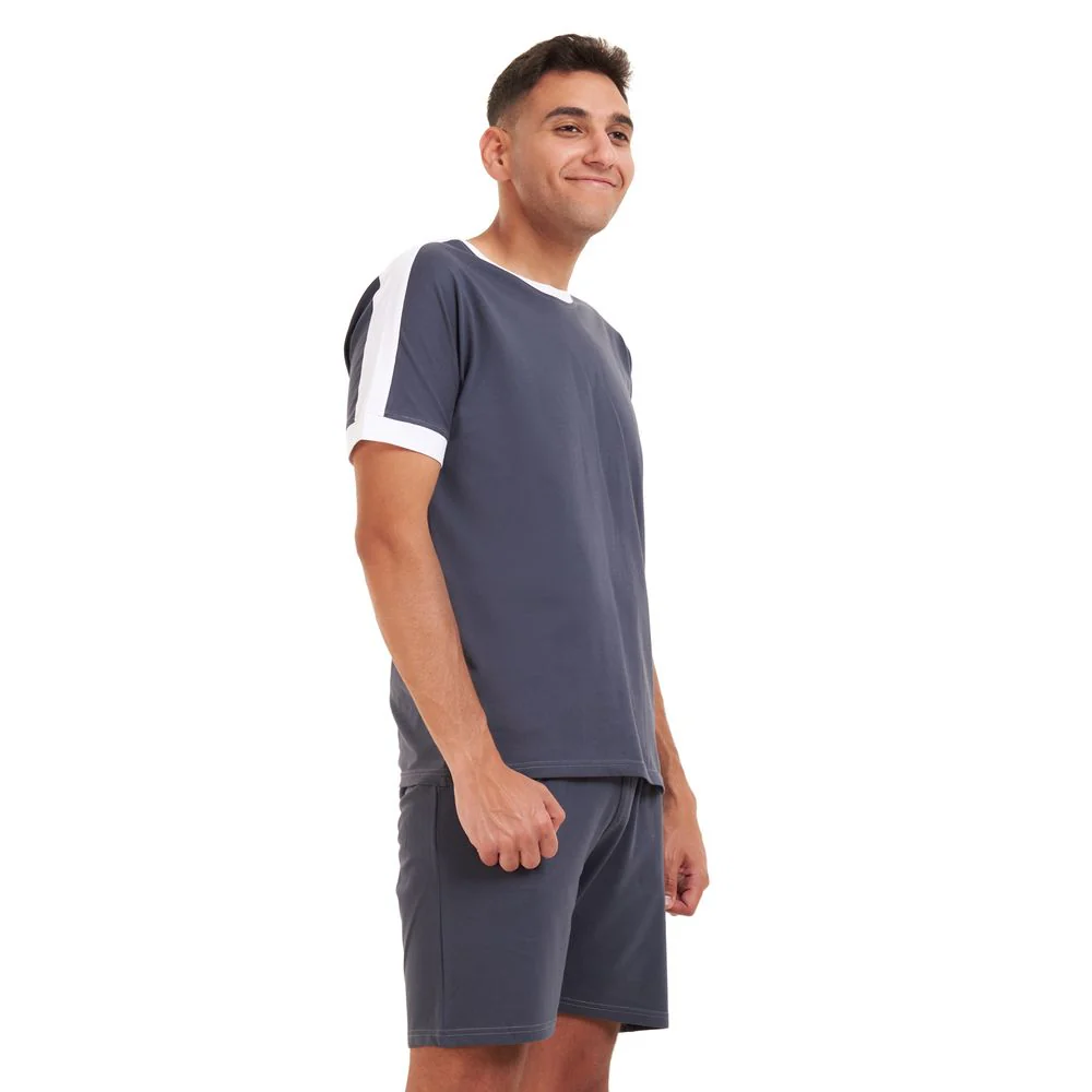 Men summer pajama set Dark grey T-shirt + short - Image 2