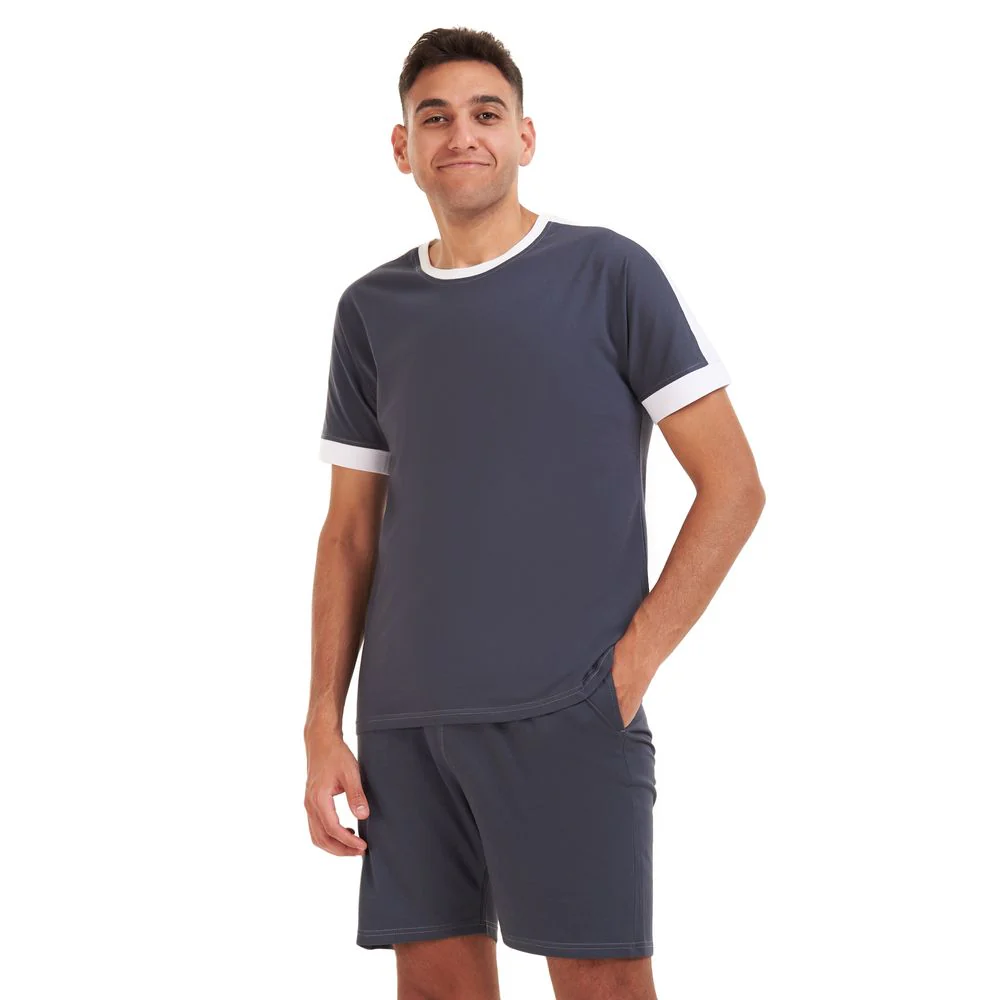 Men summer pajama set Dark grey T-shirt + short - Image 3