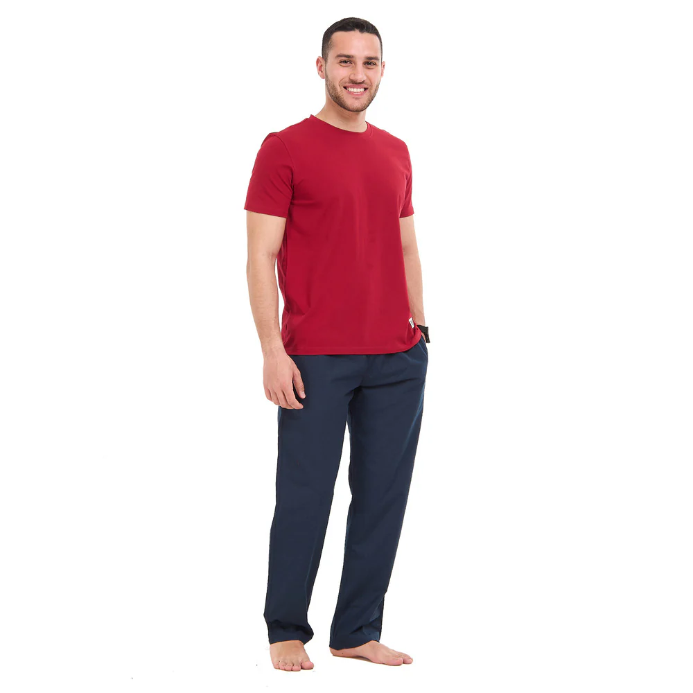 Men summer pajama set Dark red T-shirt + Dark red dots Pants - Image 4