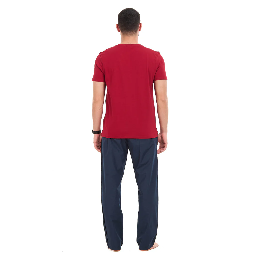 Men summer pajama set Dark red T-shirt + Dark red dots Pants - Image 5