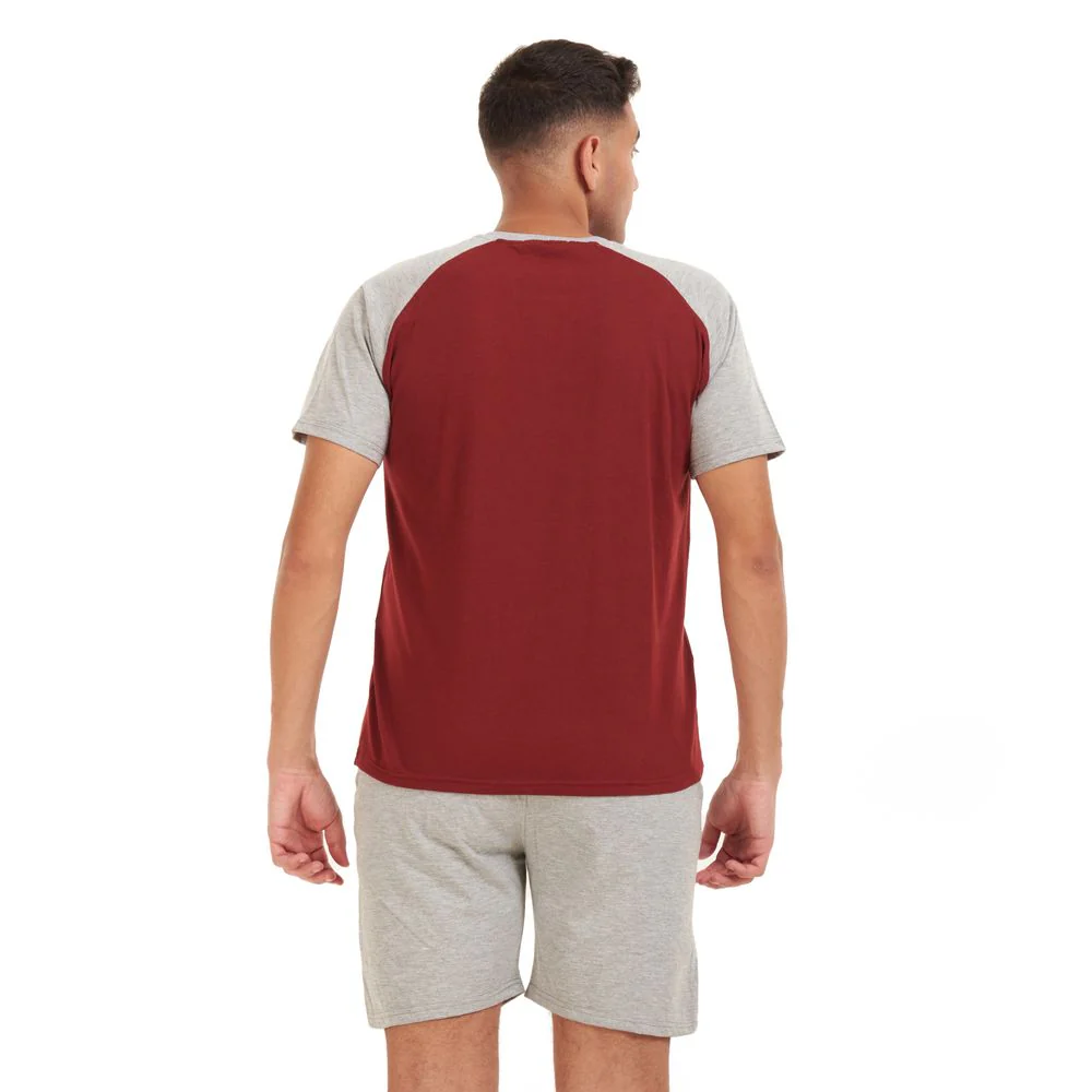 Men summer pajama set Dark red T-shirt + Grey short - Image 4