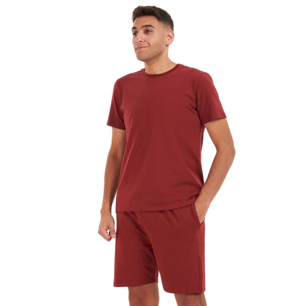 Men summer pajama set Dark red t-shirt + shorts - Image 3