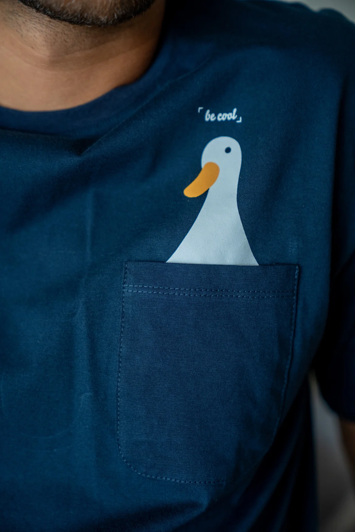 Men summer pajama set Duck T-shirt + Dark Blue Pants - Image 3