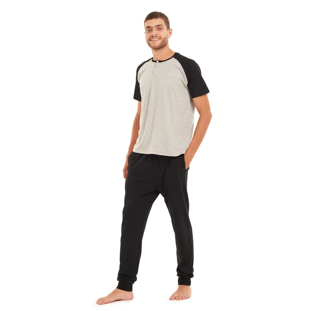 Men summer pajama set Grey t-shirt +Black Pants - Image 4