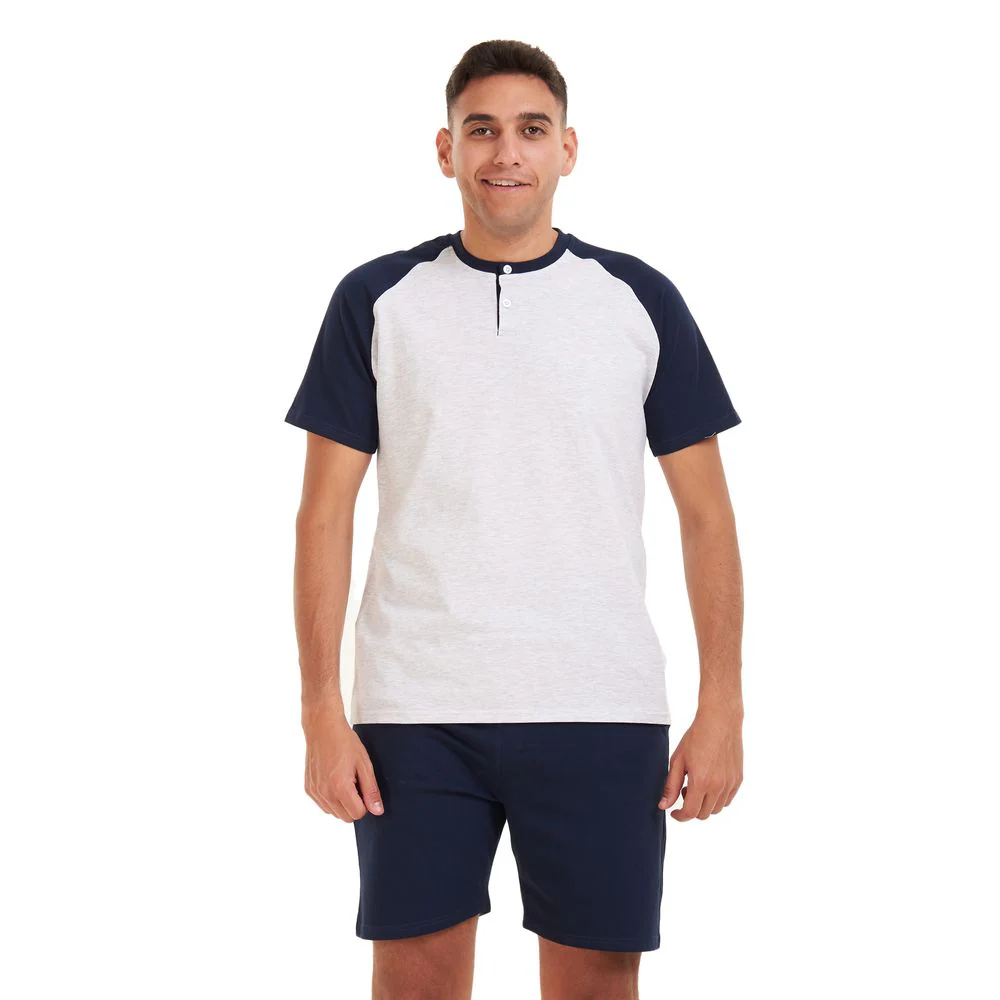 Men summer pajama set Grey T-shirt + Dark blue short - Image 2
