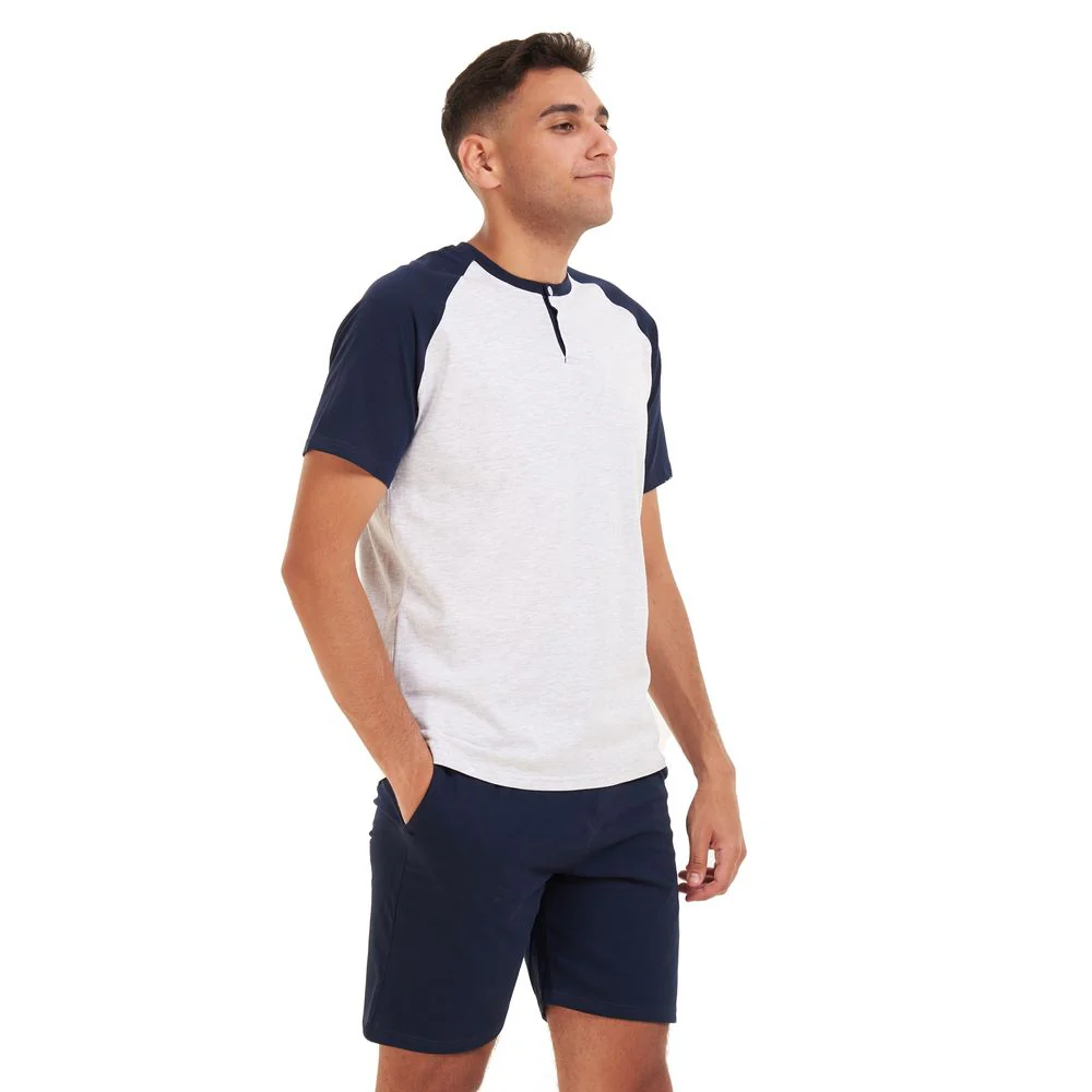 Men summer pajama set Grey T-shirt + Dark blue short - Image 3