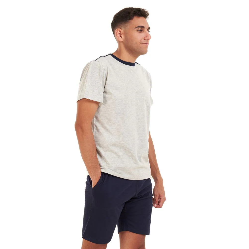 Men summer pajama set Grey T-shirt +Dark blue shorts - Image 2