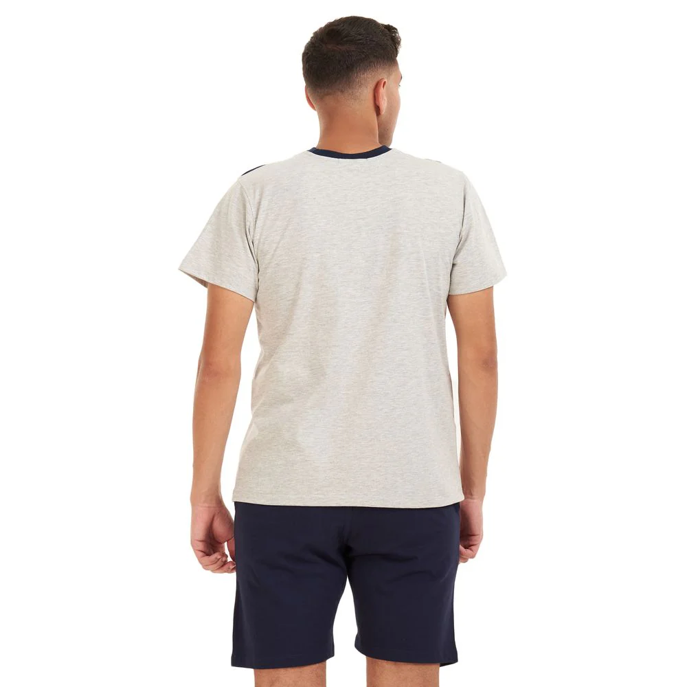 Men summer pajama set Grey T-shirt +Dark blue shorts - Image 3