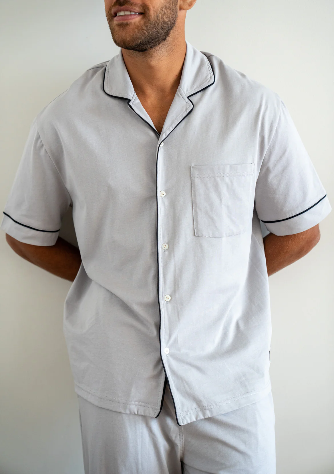 Men summer pajama set Grey T-shirt + Pants - Image 2