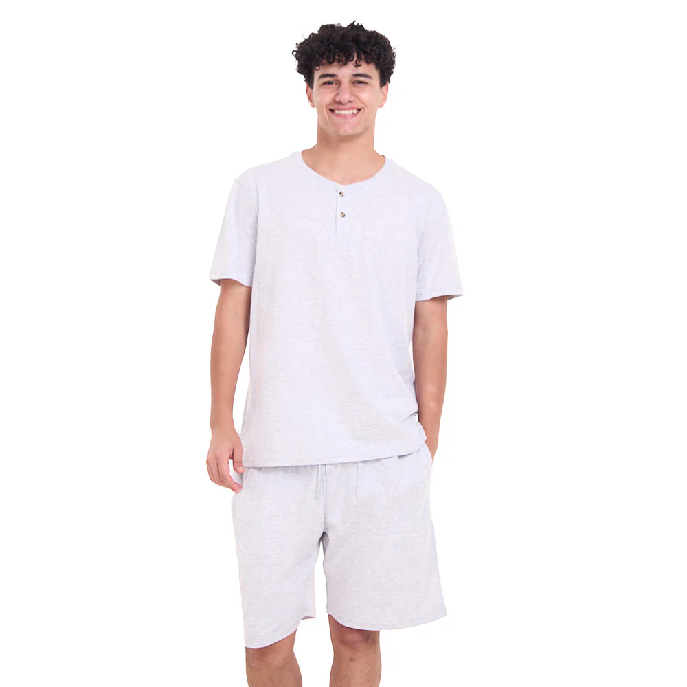 Men summer pajama set Grey T-shirt + short - Image 2