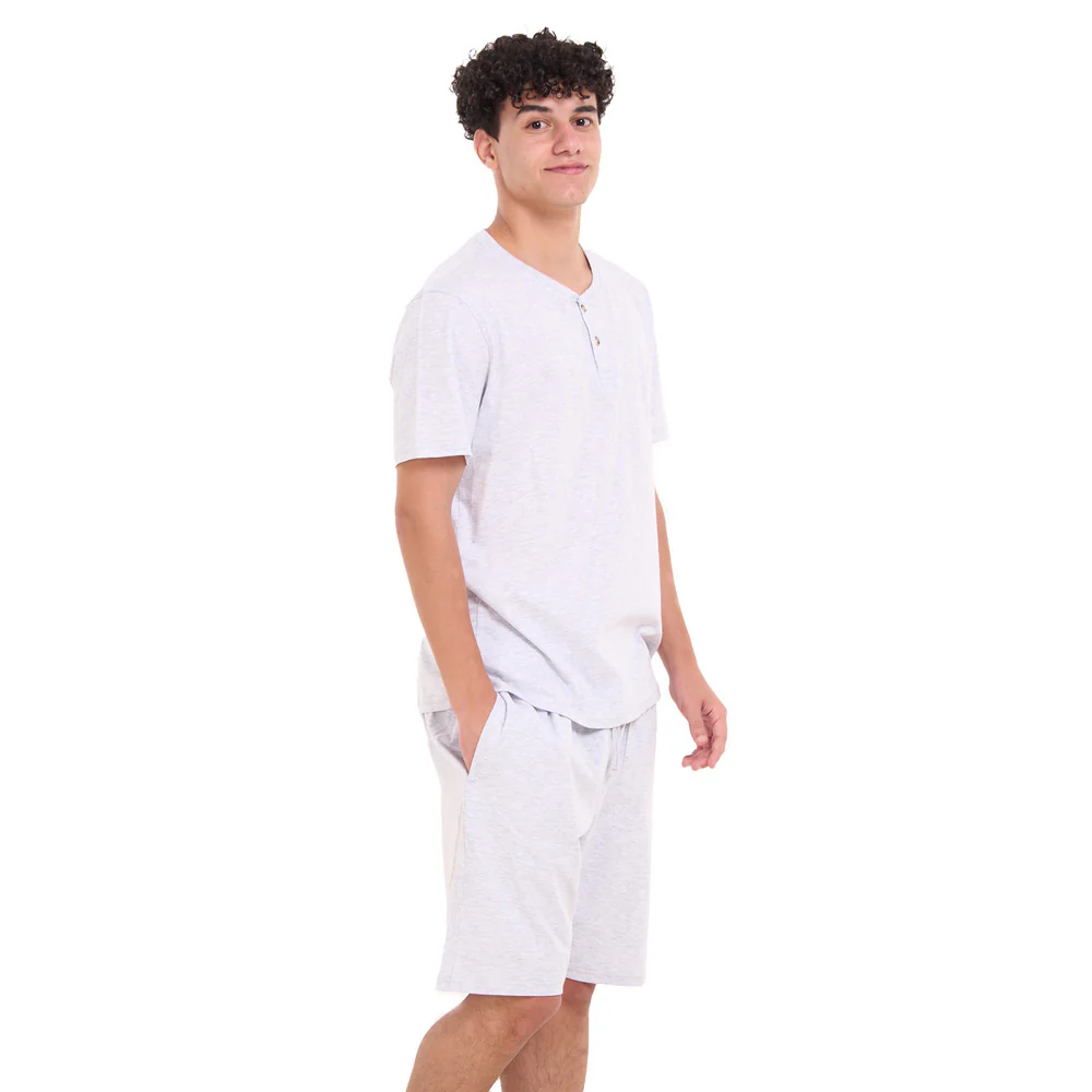 Men summer pajama set Grey T-shirt + short - Image 3