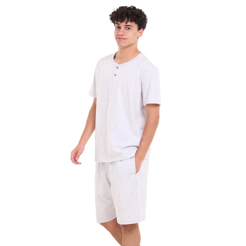Men summer pajama set Grey T-shirt + short - Image 5