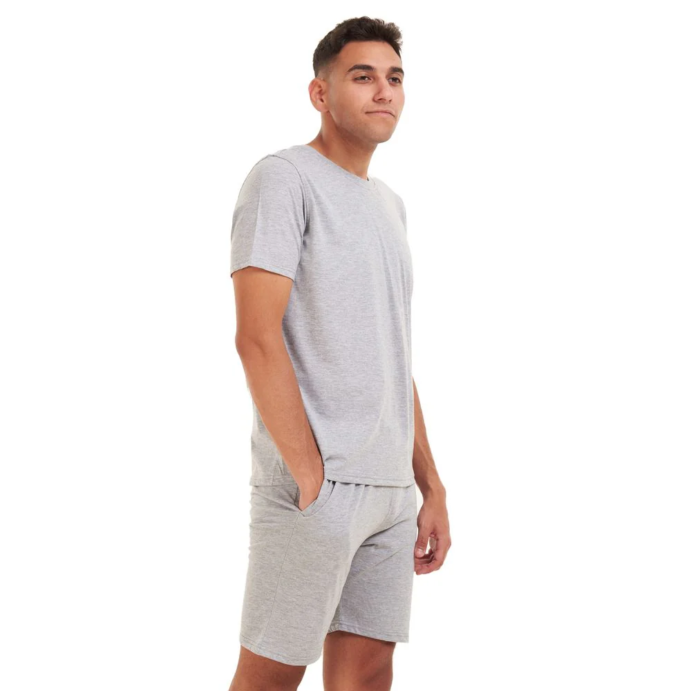 Men summer pajama set Grey T-shirt + shorts - Image 3