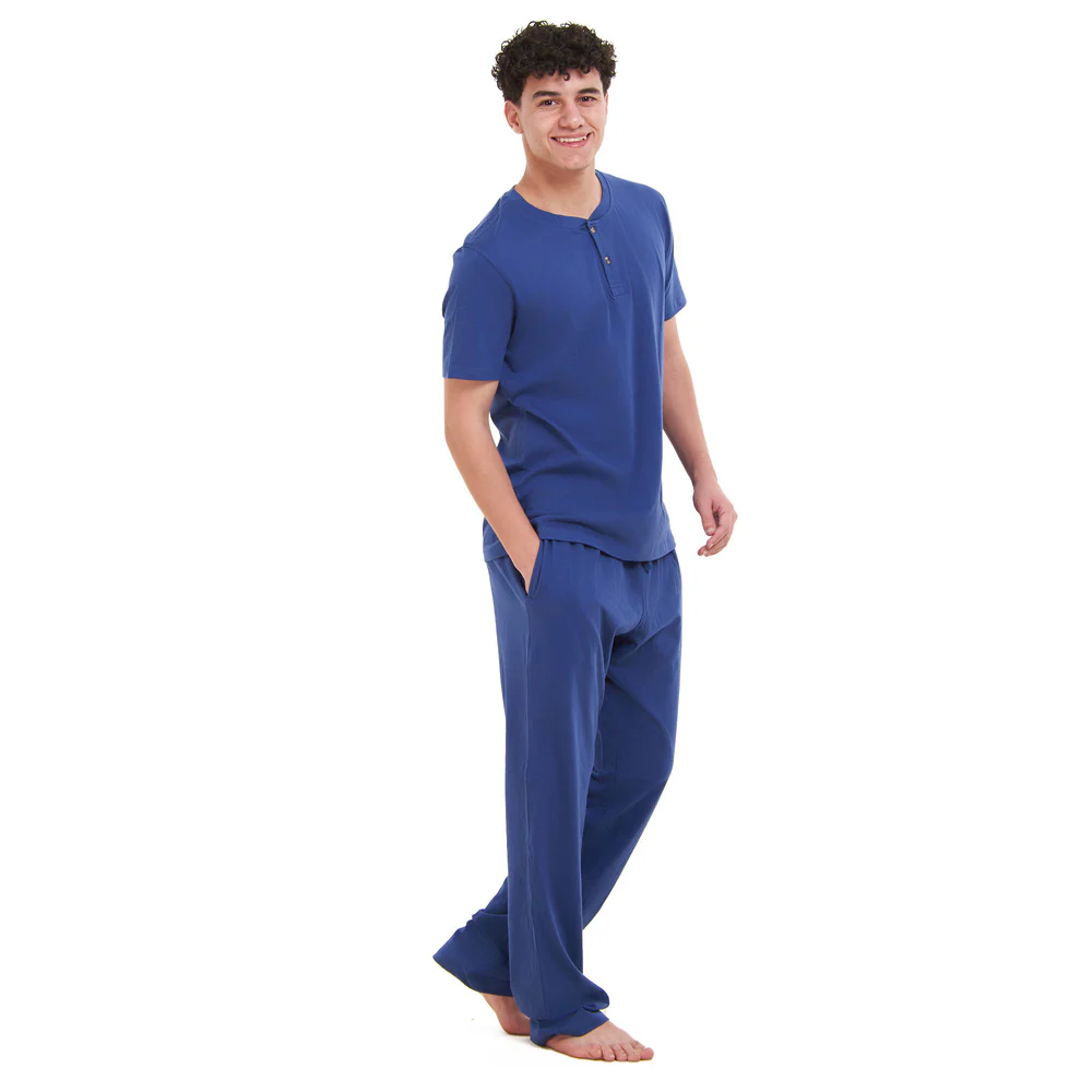 Men summer pajama set  Indigo T-shirt + Pants - Image 2