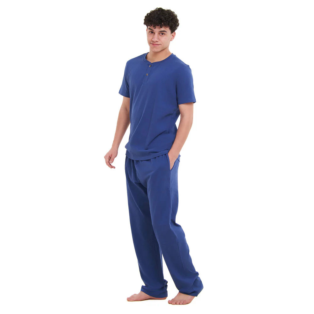 Men summer pajama set  Indigo T-shirt + Pants - Image 3