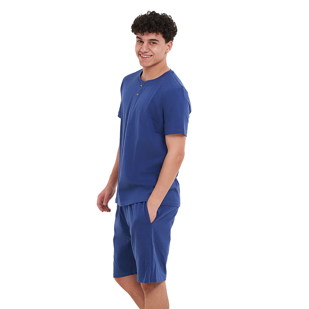 Men summer pajama set Indigo T-shirt + short - Image 2