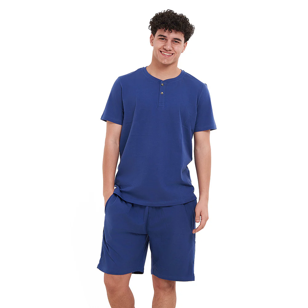 Men summer pajama set Indigo T-shirt + short - Image 4