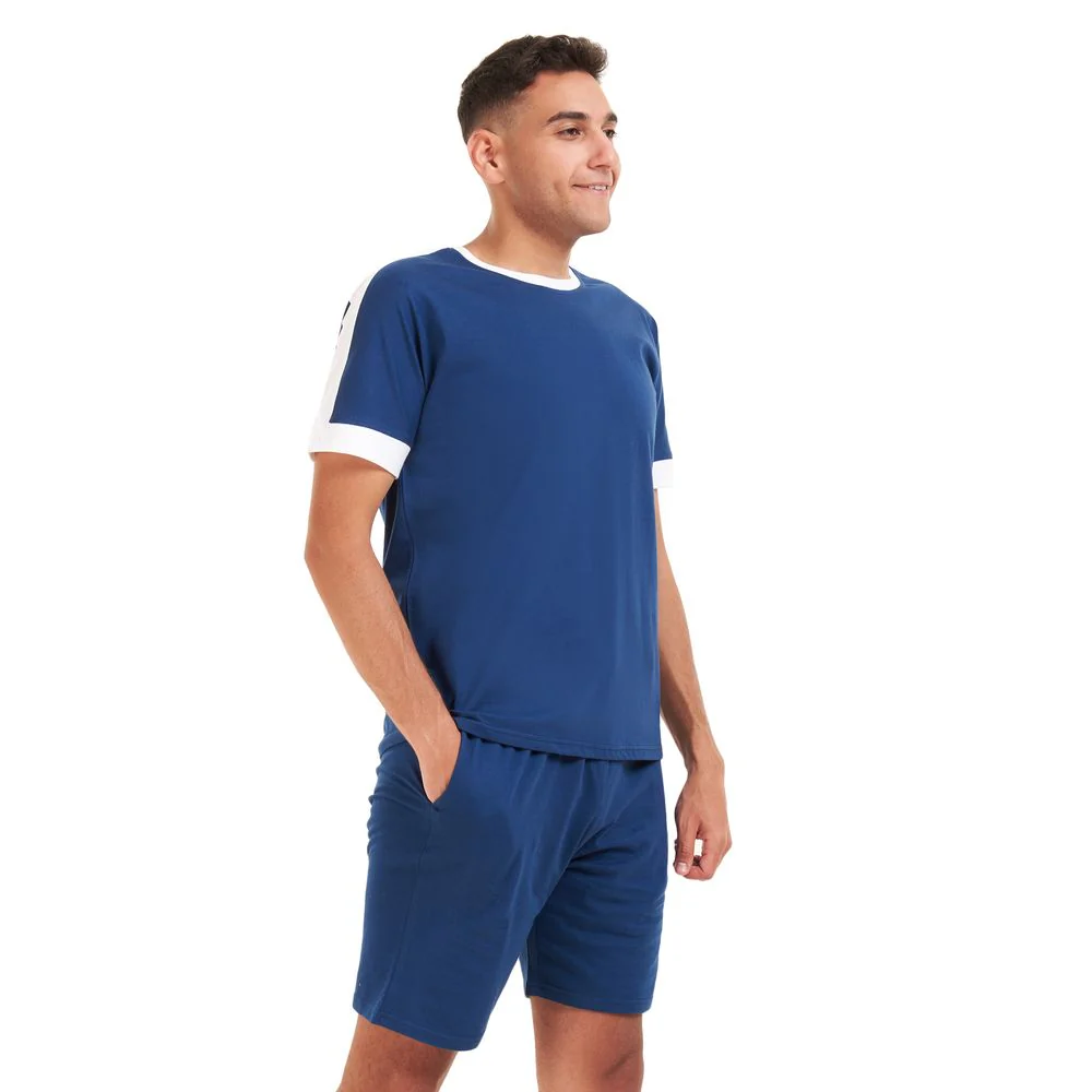 Men summer pajama set Indigo T-shirt + short - Image 2