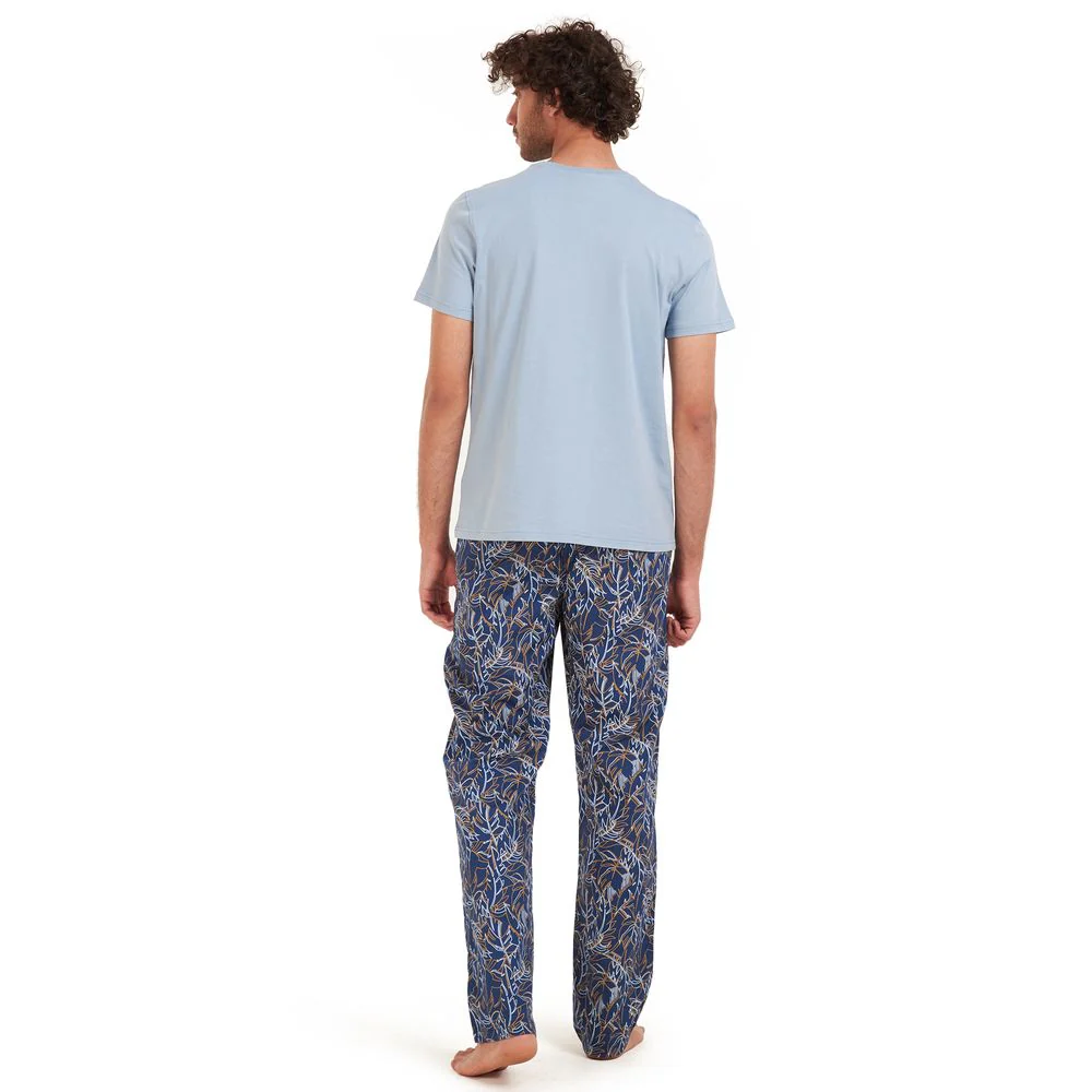 Men summer pajama set Light blue T-shirt +Dark blue x Havane Pants - Image 4