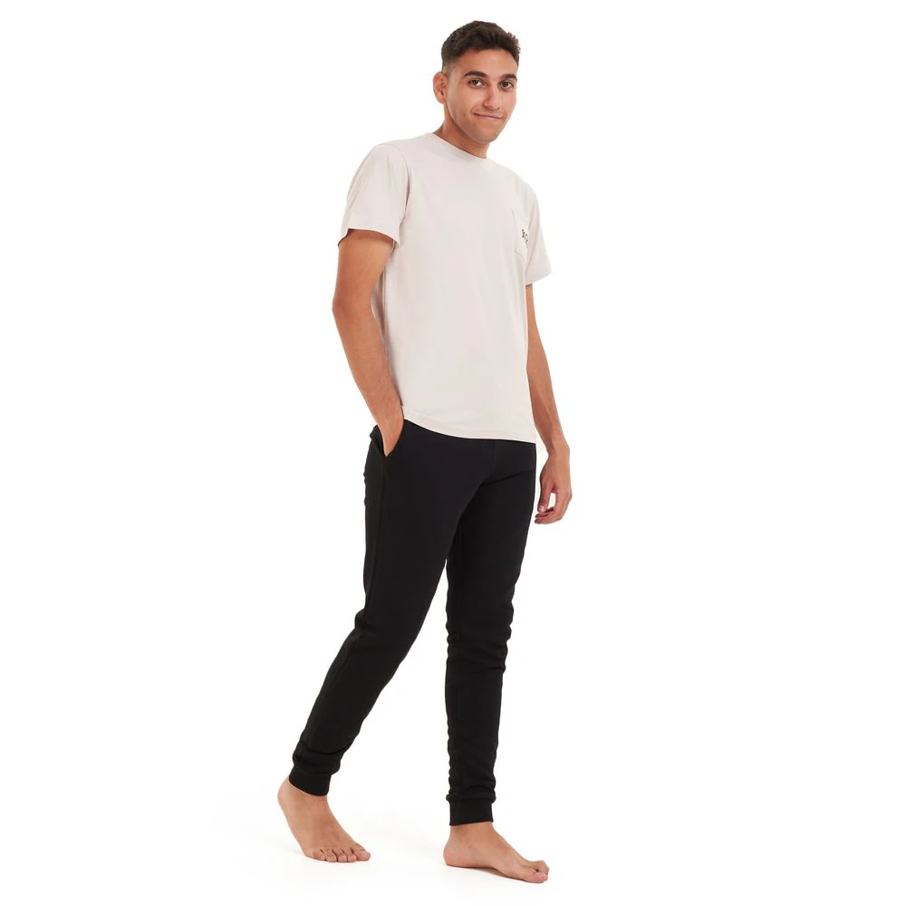 Men summer pajama set Light grey T-shirt + Black  pants - Image 2