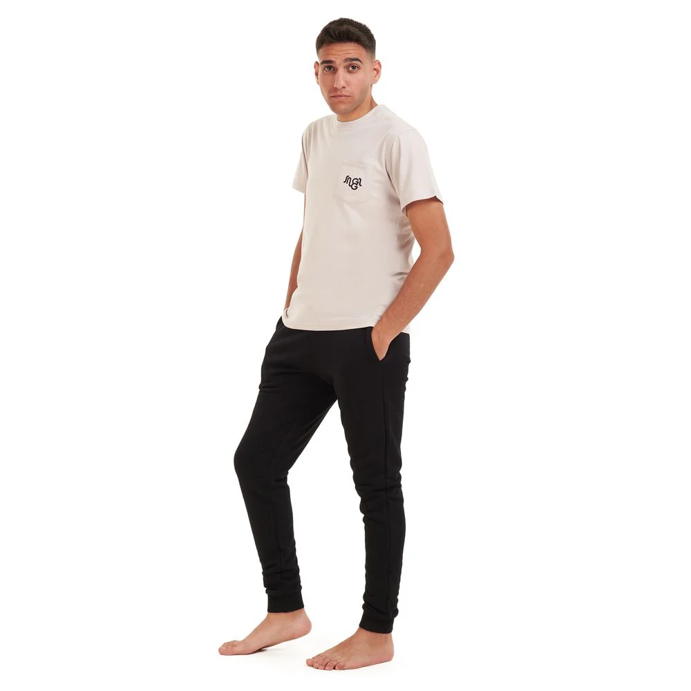 Men summer pajama set Light grey T-shirt + Black  pants - Image 3
