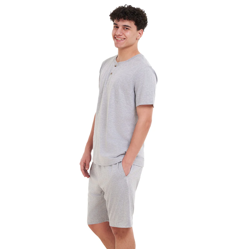 Men summer pajama set Light Grey T-shirt + short - Image 2