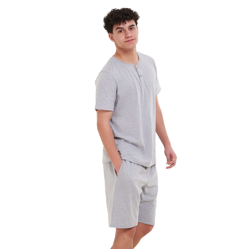 Men summer pajama set Light Grey T-shirt + short - Image 3