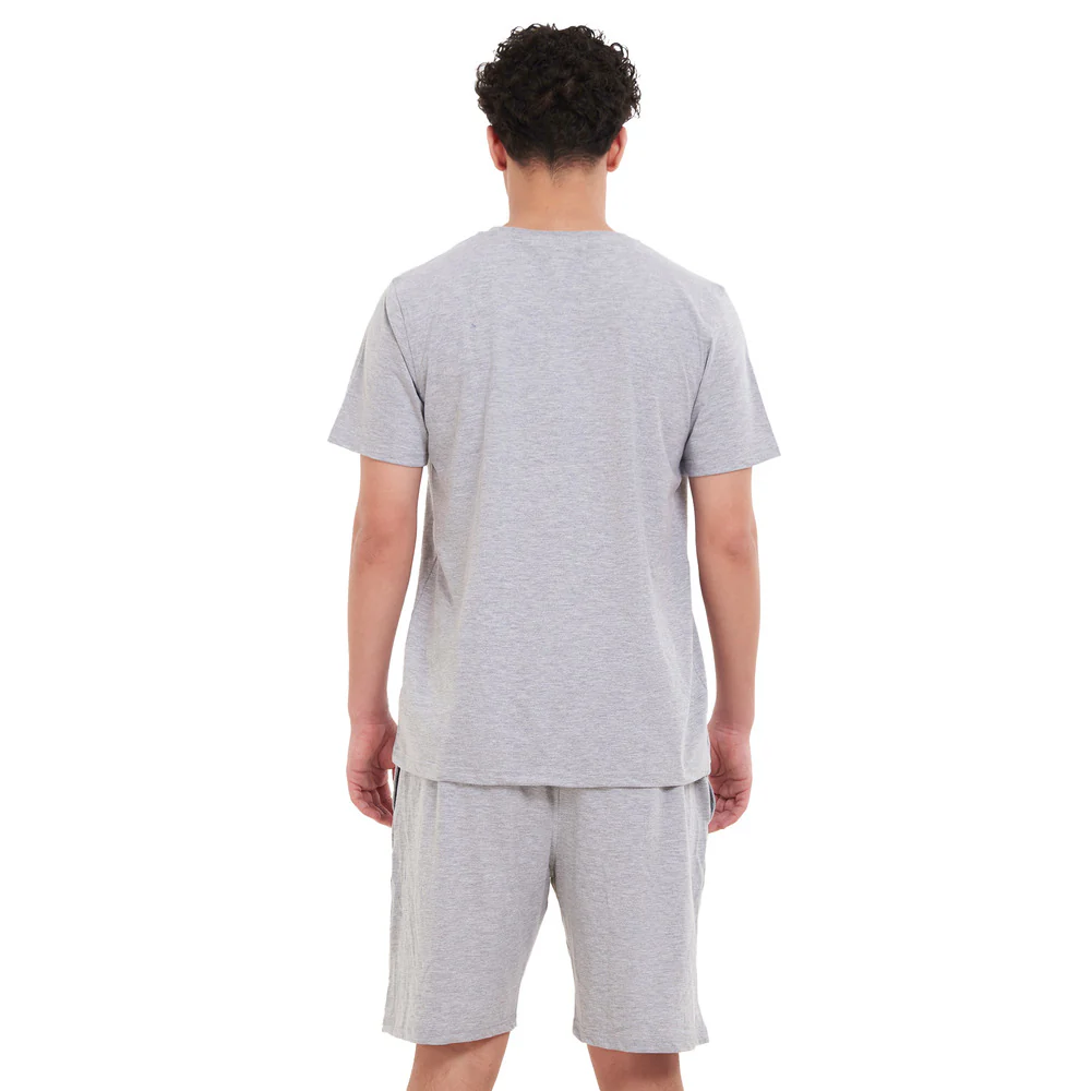 Men summer pajama set Light Grey T-shirt + short - Image 4