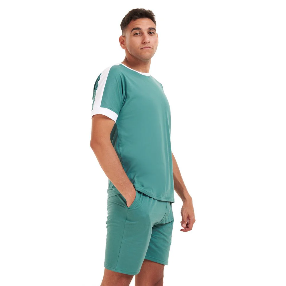 Men summer pajama set Light teal T-shirt + short - Image 2