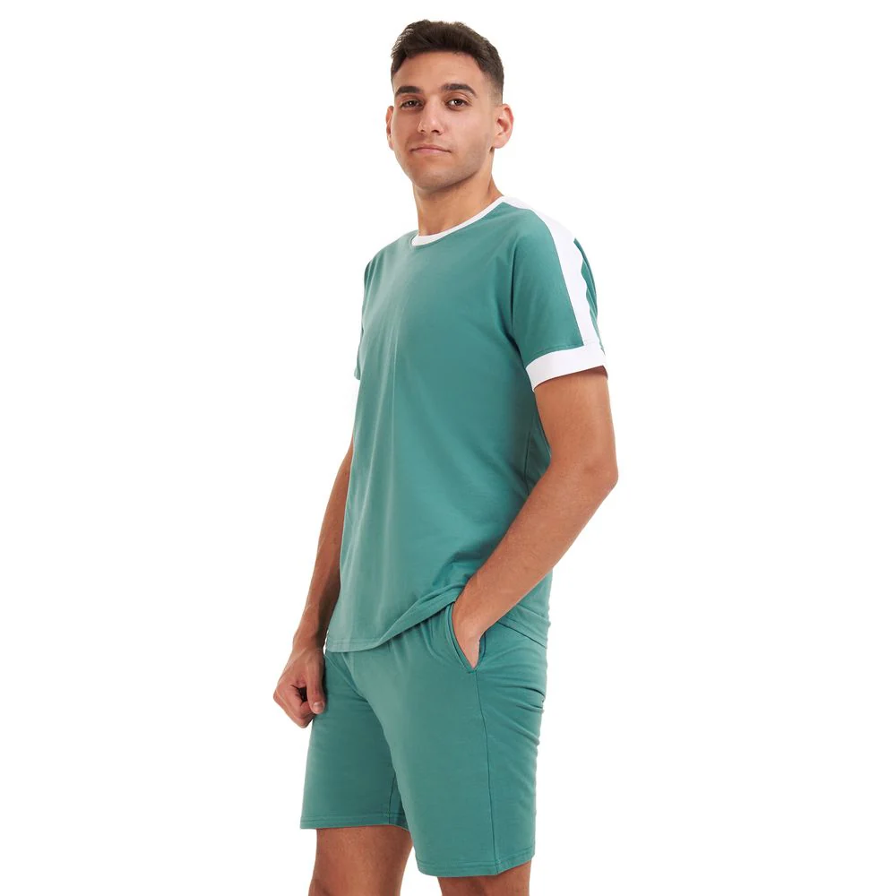 Men summer pajama set Light teal T-shirt + short - Image 3