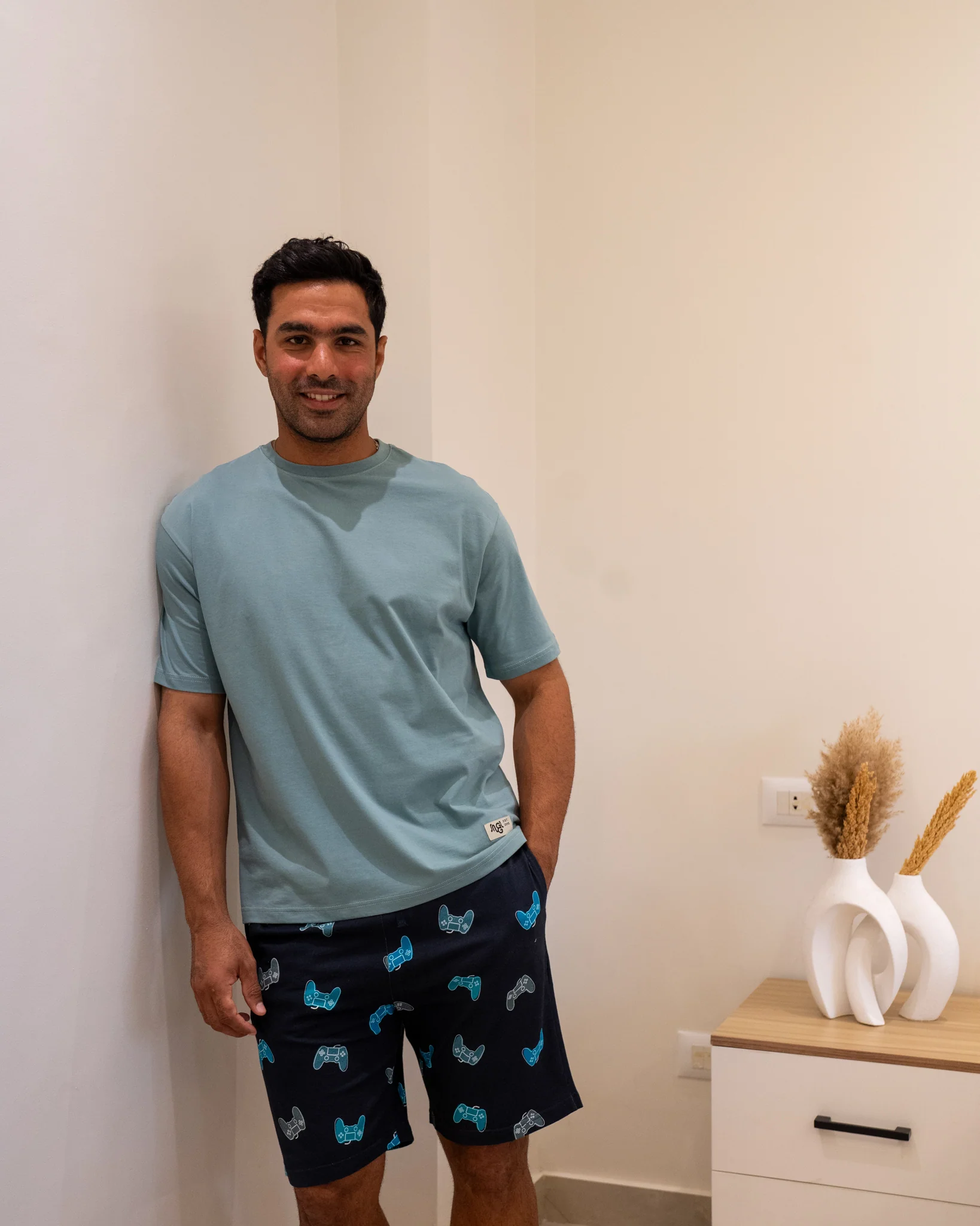 Men summer pajama set Mint T-shirt + Joystick Short - Image 2