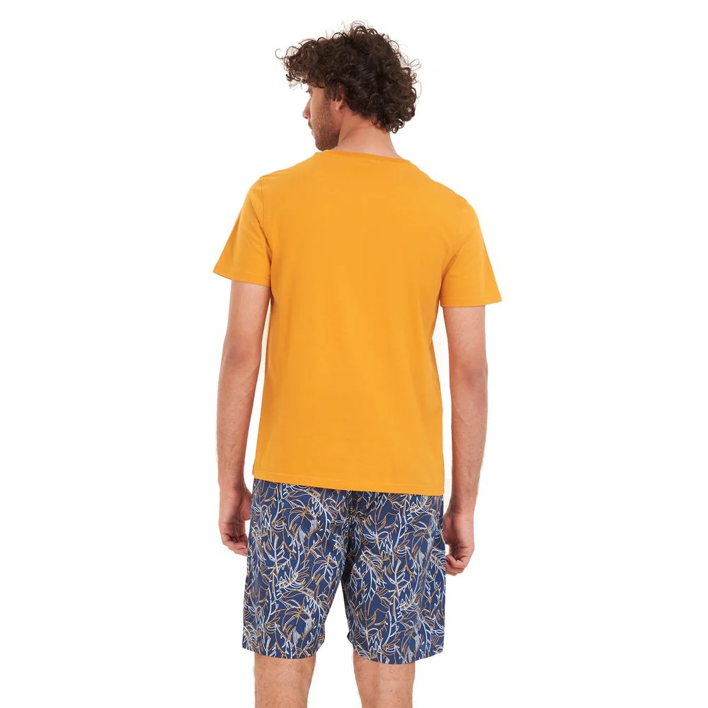 Men summer pajama set Mustard T-shirt + Dark blue x Havane short - Image 4