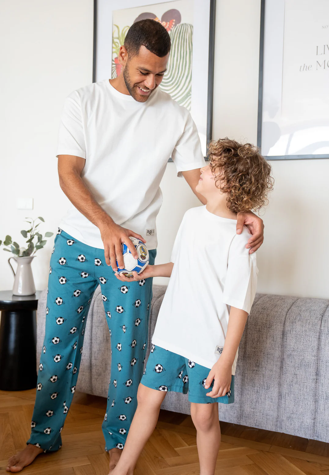 Men summer pajama set Off White T-shirt + Football Pants - Image 3