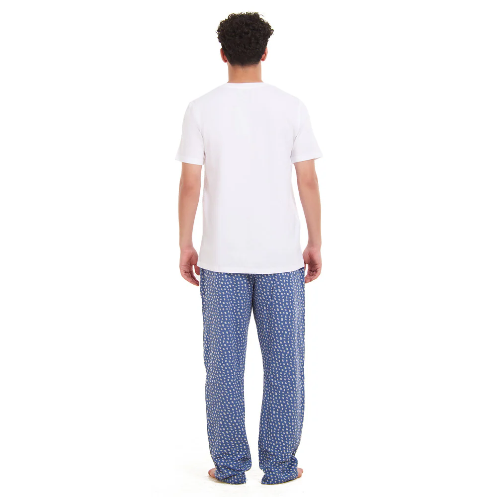 Men summer pajama set  Off White T-shirt + Off White Blocks Pants - Image 4
