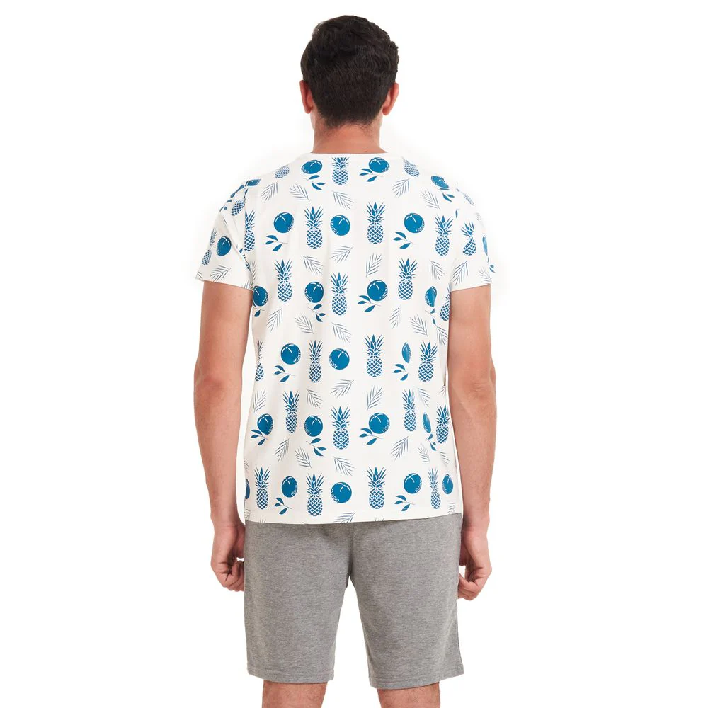 Men summer pajama set Pineapple T-shirt +Dark grey shorts - Image 3