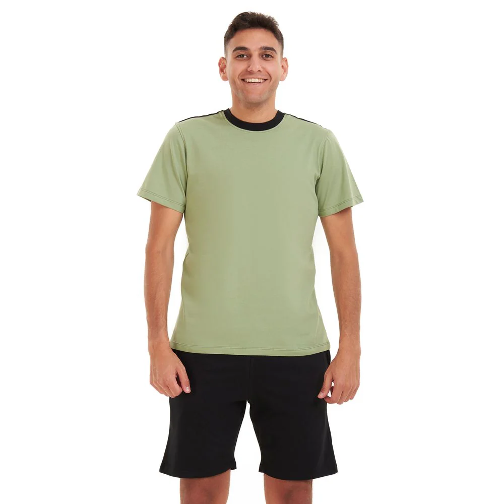 Men summer pajama set Pistache T-shirt +black shorts - Image 2