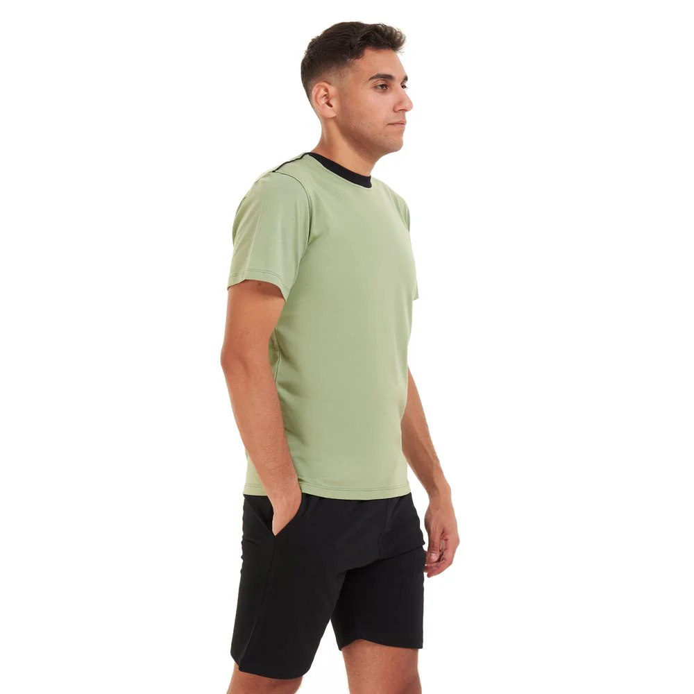 Men summer pajama set Pistache T-shirt +black shorts - Image 3