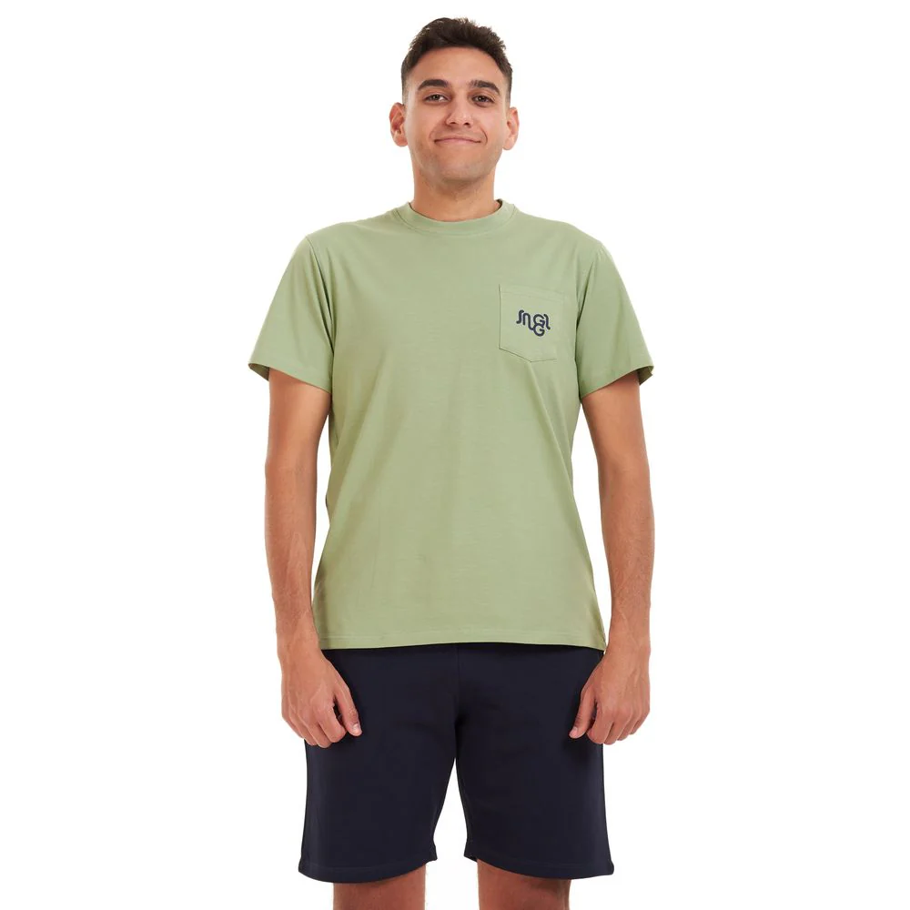 Men summer pajama set Pistache t-shirt +dark blue shorts - Image 3