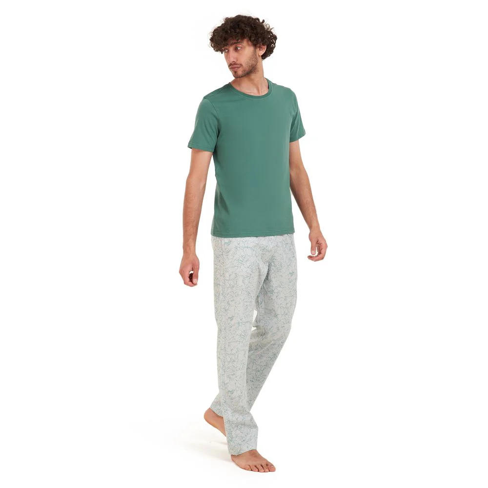 Men summer pajama set Teal T-shirt + Pistache pants - Image 4