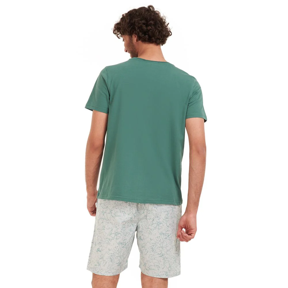 Men summer pajama set Teal T-shirt + Pistache short - Image 4