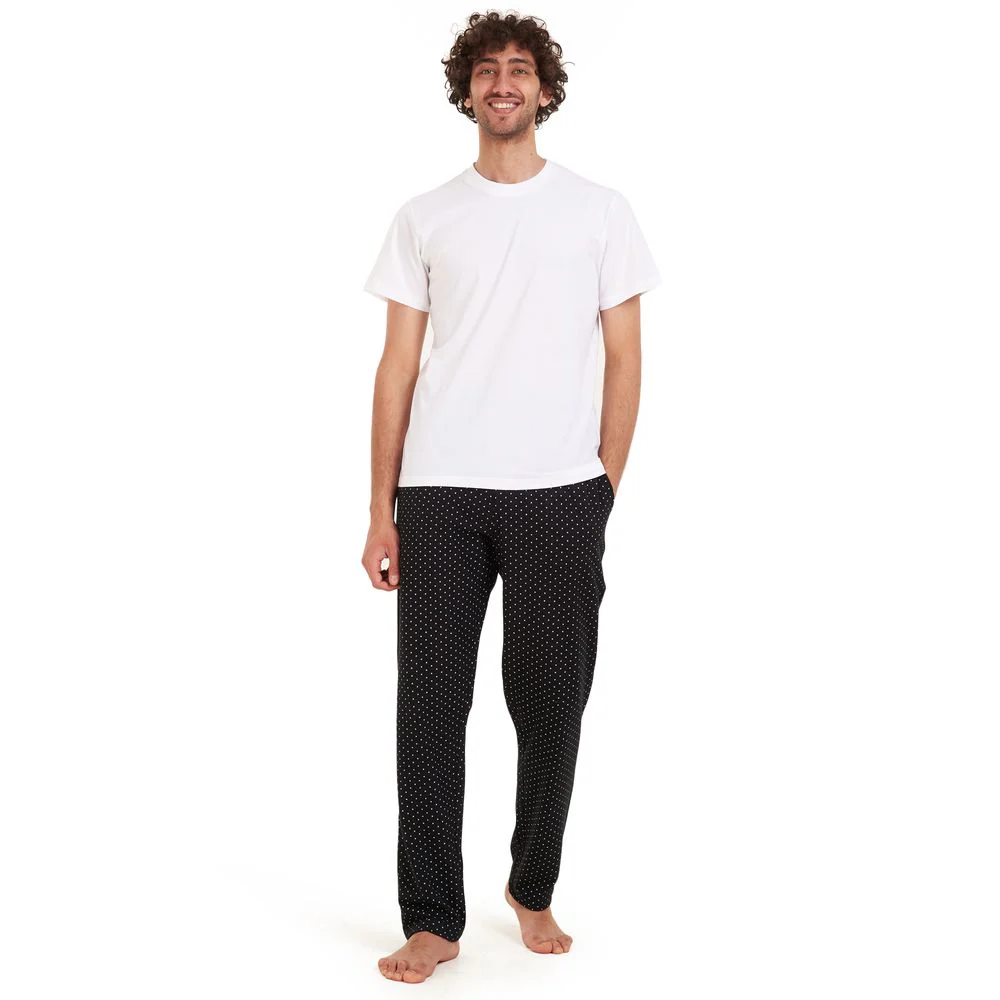 Men summer pajama set White t-shirt +Black stars Pants - Image 5