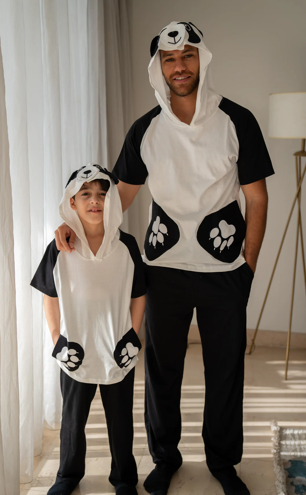 Snuggs unisex summer pajama set White T-shirt + Black Pants - Image 4