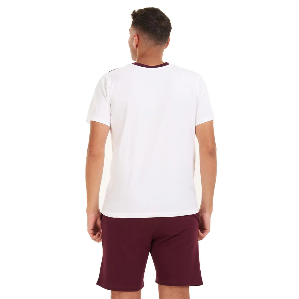 Men summer pajama set White T-shirt +Dark red shorts - Image 4