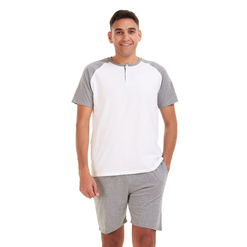 Men summer pajama set White T-shirt + Grey short