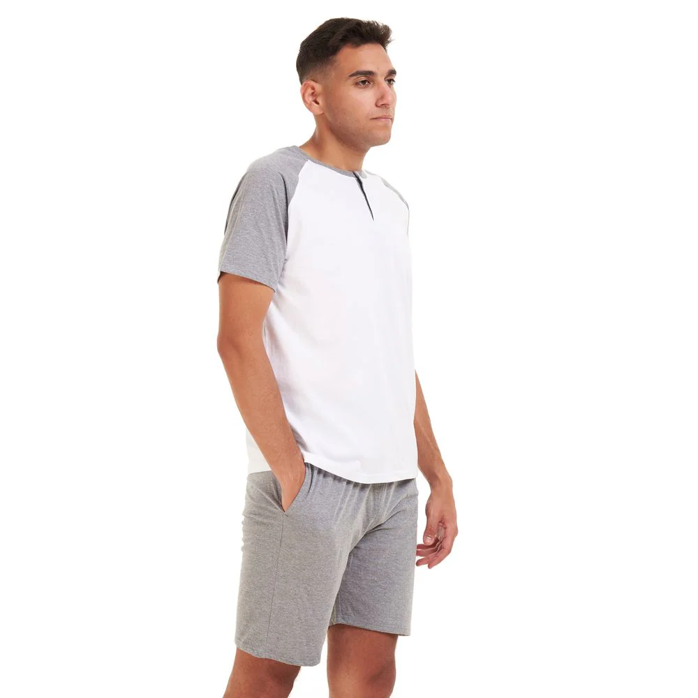 Men summer pajama set White T-shirt + Grey short - Image 2
