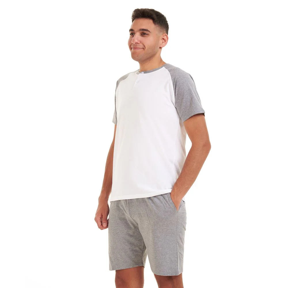 Men summer pajama set White T-shirt + Grey short - Image 4