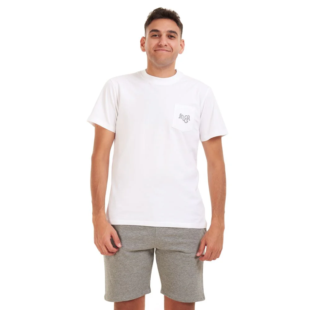 Men summer pajama set White t-shirt +grey shorts - Image 2