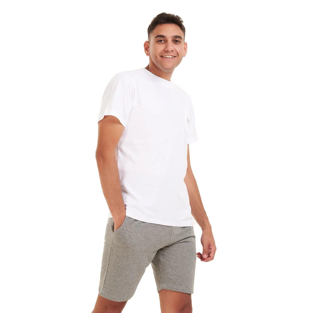 Men summer pajama set White t-shirt +grey shorts - Image 3