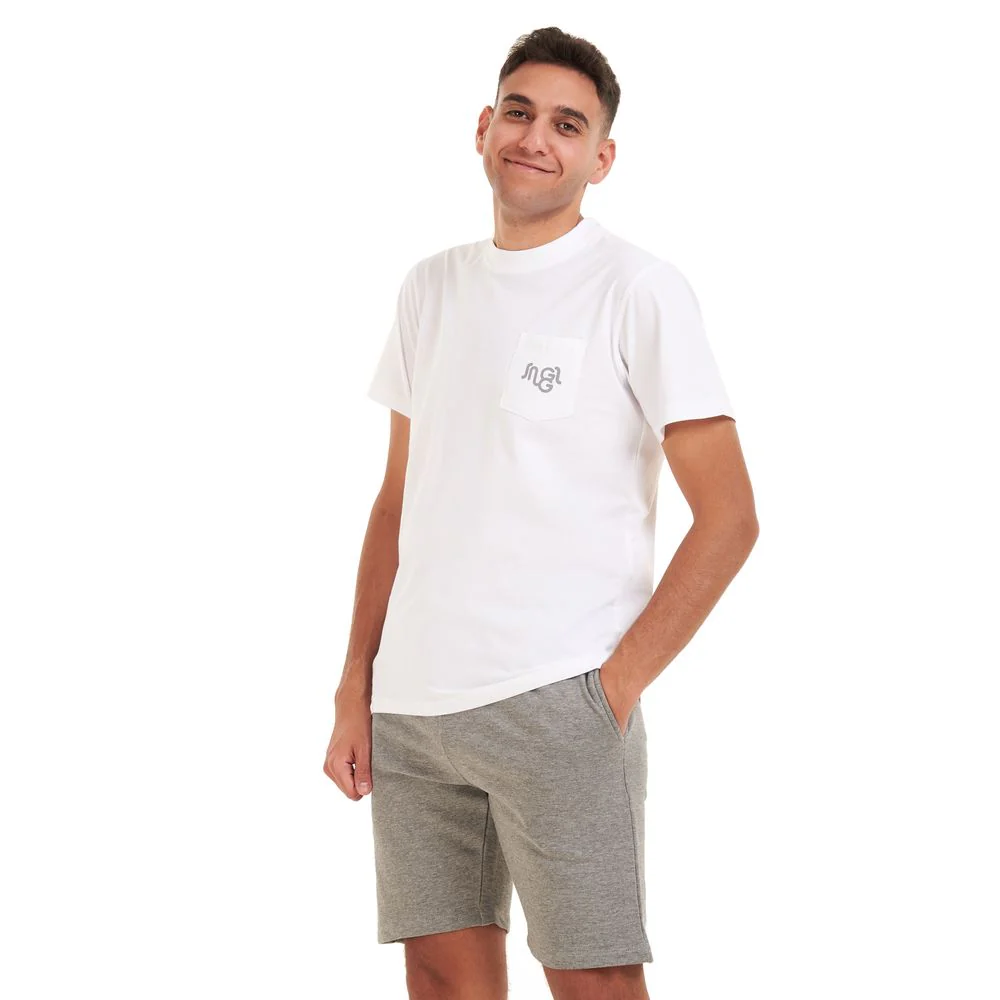 Men summer pajama set White t-shirt +grey shorts - Image 5
